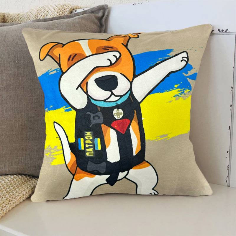 Подушка патріотична 3D "Пес Патрон" 2713_E 12751 50х50 см бежева Киев - изображение 1