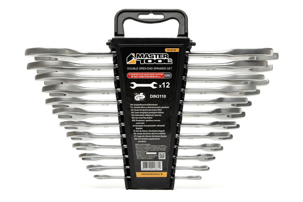 Ключи рожковые MASTERTOOL SATIN FINISH набор 12 шт (6–25/27/28/30/32 мм) CrV DIN 3110 70-2112 Харьков - изображение 3