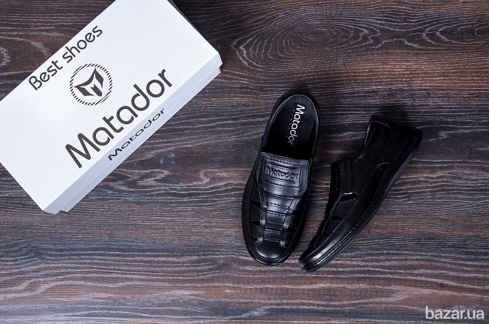 Мужские кожаные летние туфли Matador Black Киев - изображение 10