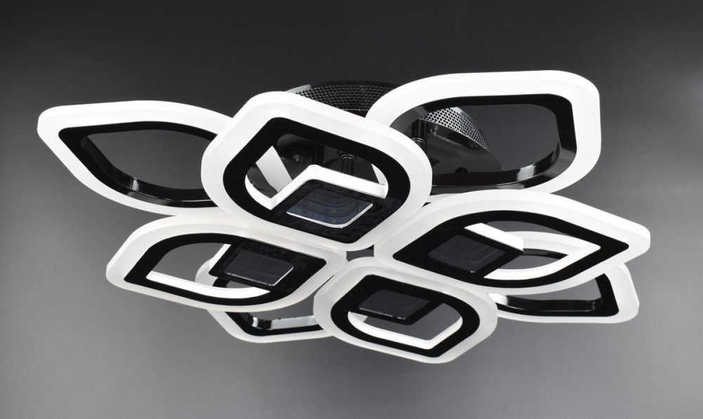 Люстра стельова LED з пультом A2721/4+4S-3D-bk Чорний 10х44х44 см. Киев - изображение 1