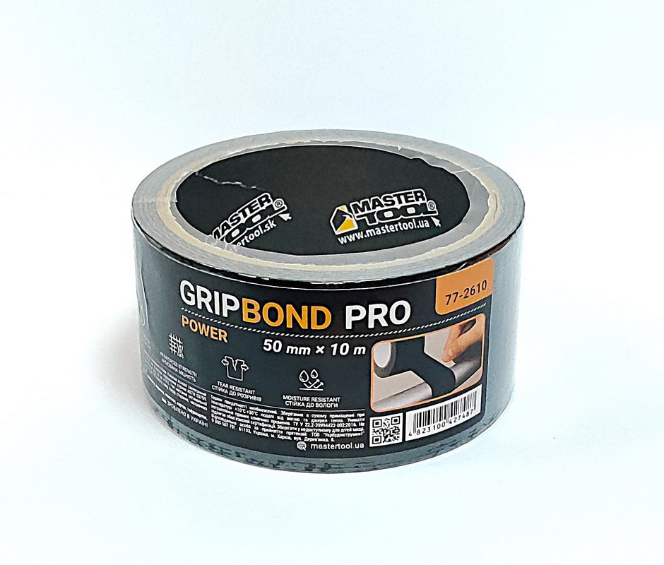 Лента армированная MASTERTOOL GripBond Pro Power t 80°C 50 мм×10 м черная 77-2610 Харьков - изображение 1
