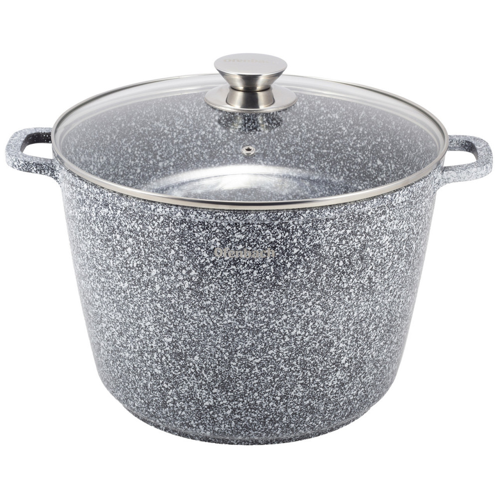 Кастрюля Ofenbach Snow Marble 100503 антиприграрная с крышкой 6,2л 24*16,5см Одесса - изображение 1