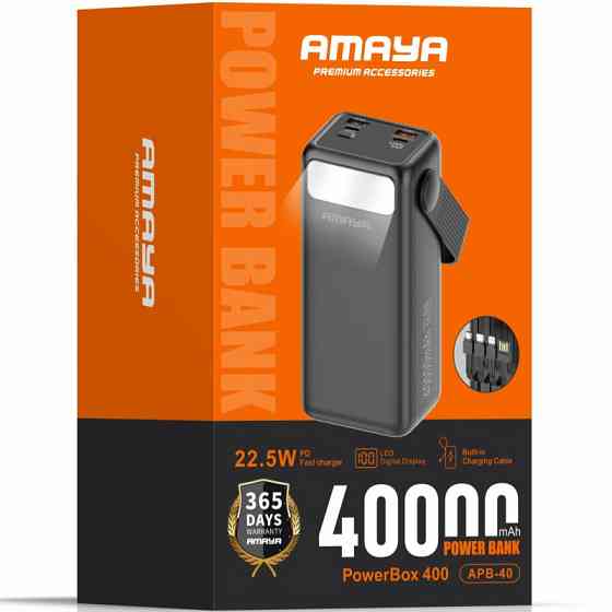 Портативное ЗУ Power Bank Amaya APB-40 22.5W flashlight with cable 40000 mAh Херсон