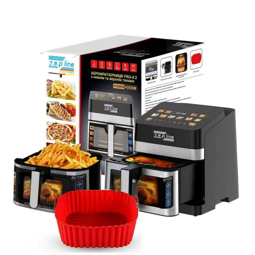 Аэрогриль мультипечь на два тэна с силиконовой формой Zepline ZP-00343 13 л 4200 Вт Київ - зображення 1