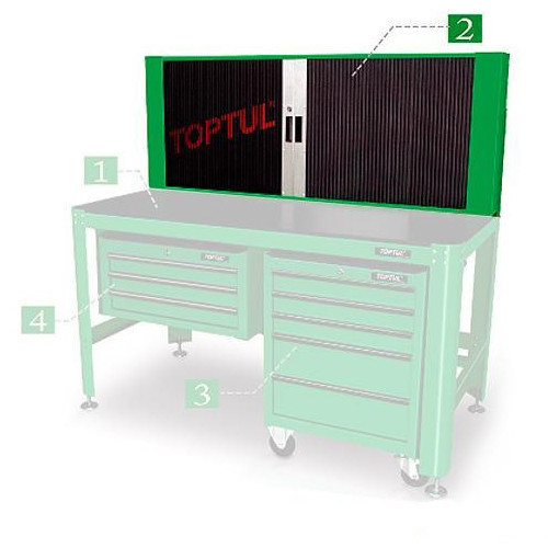 Полка для верстака TOPTUL 1560*200*603мм + 20 держателей TAAD1602 Харків - зображення 1