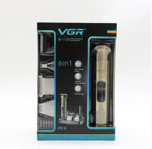 Машинка для стрижки 6 в 1 VGR V-109 5 Вт золотистая Киев - изображение 9