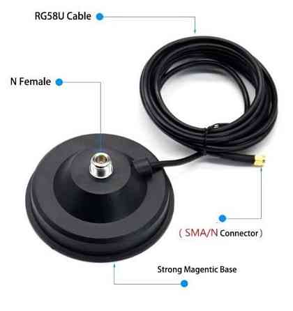 Антенна 720-840MHz 6dBi, до 50W, 35 см, N-male, с магнитной основой 12 см, RG58U 3 метра с SMA-male  Дніпро