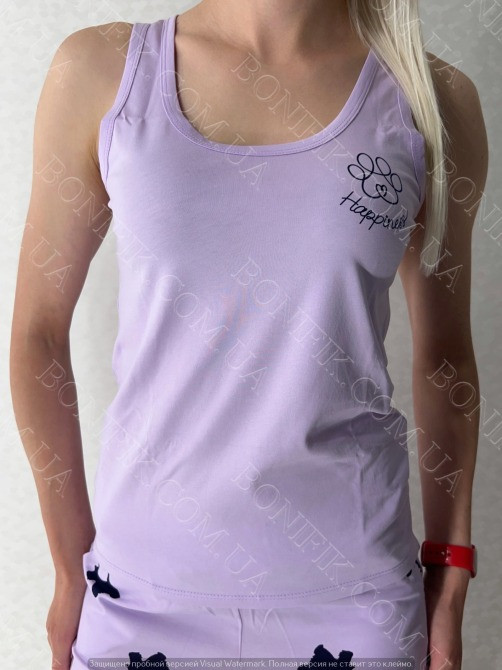 Женская пижама с майкой и шортами «Lavender Puppies» (12063) (арт. 1637) Кривий Ріг - зображення 2