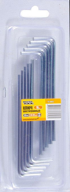 Ключ шестигранный MASTERTOOL CrV 3,0 мм 20/98 мм набор 10 шт 75-0003 Харьков - изображение 2