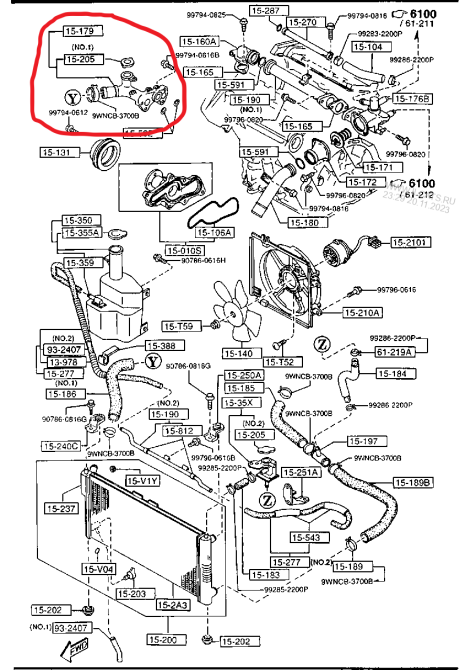 Mazda KL611517ZA, Горловина радиатора Мазда Кседокс 2.0, V6, оригінал Винница - изображение 6