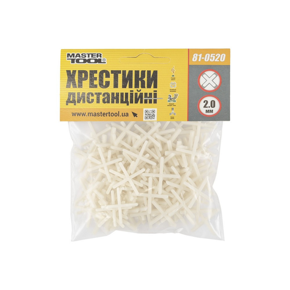 Крестики дистанционные для укладки керамической плитки MASTERTOOL 2.0 мм 120 шт 81-0520 Харьков - изображение 3
