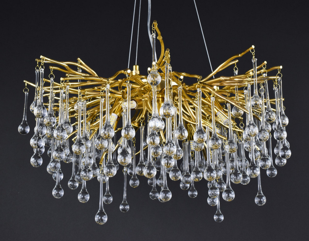 Люстра стельова підвісна на 10 лампочок 704D-800-gd-cl Золото 45-190х80х80 см. Київ - зображення 1