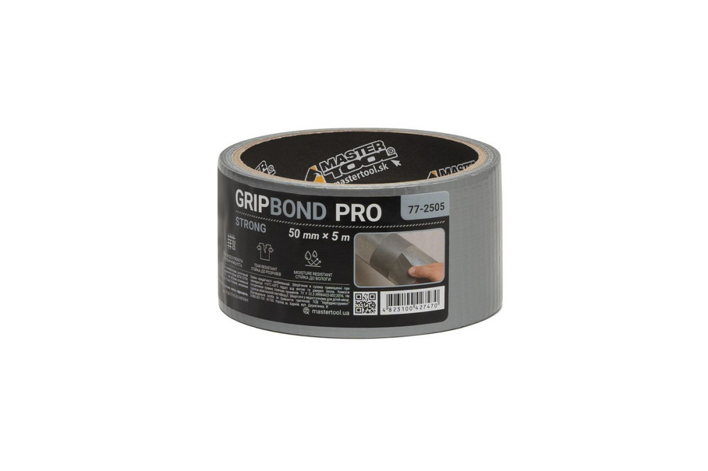 Лента армированная MASTERTOOL GripBond Pro Strong t 70°C 50 мм×5 м серая 77-2505 Харків - зображення 2
