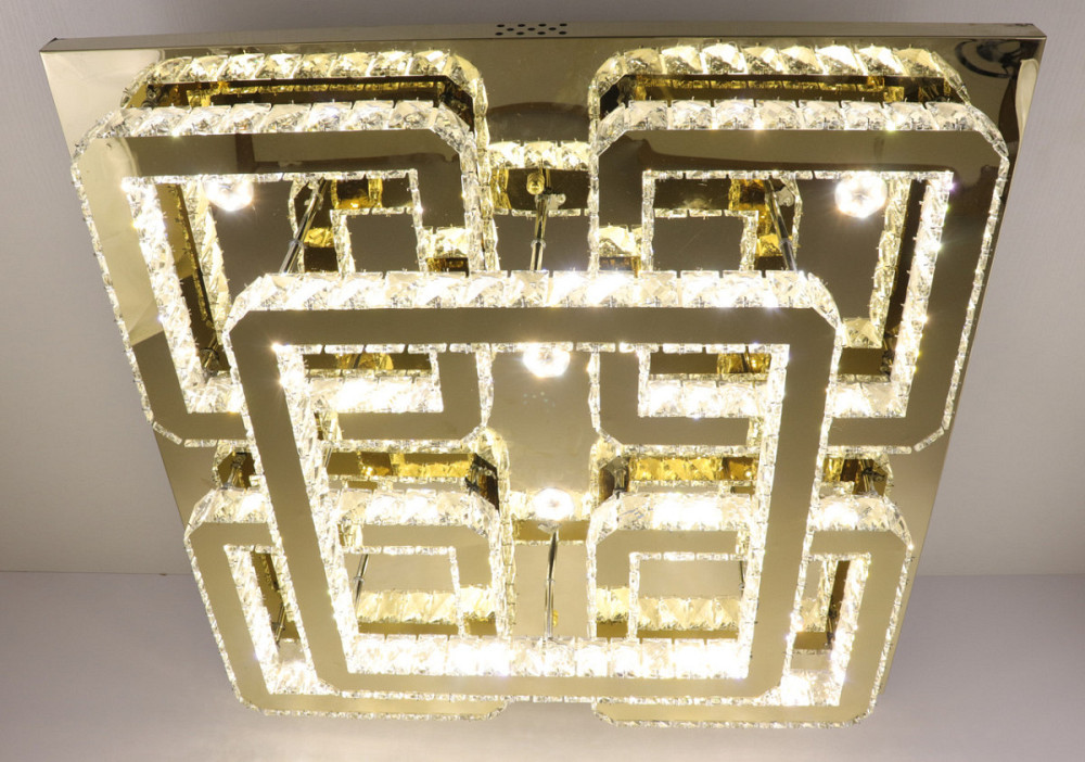 Люстра стельова кришталева LED з пультом C1787/800*800-gd Золото 17х80х80 см. Київ - зображення 1