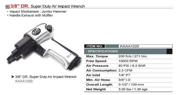Пневмогайковерт для шиномонтажа TOPTUL 3/8" 271N/m 10000 об/мин KAAA1220 Харків - зображення 2