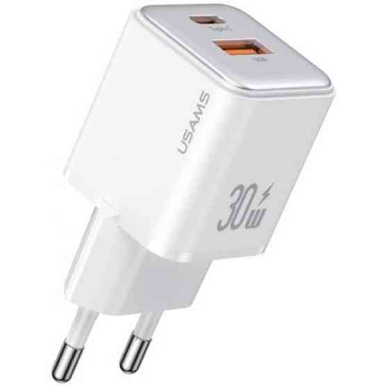 Мережевий зарядний пристрій Usams US-CC189 double USB-A/USB-C QC&PD3.0 30W 3A White (Код товару:3680 Харків