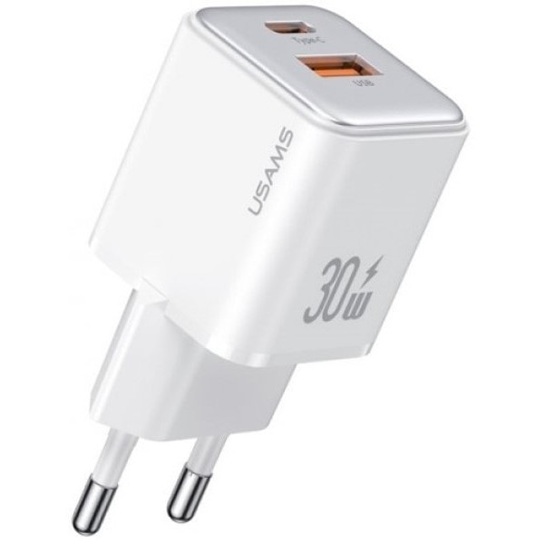 Мережевий зарядний пристрій Usams US-CC189 double USB-A/USB-C QC&PD3.0 30W 3A White (Код товару:3680 Харків - зображення 1