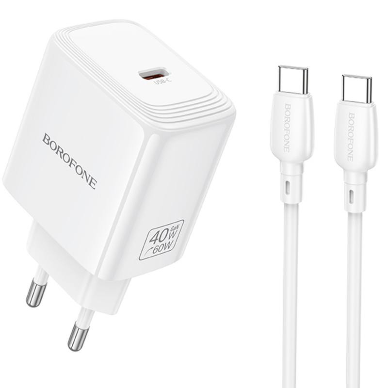 СЗУ Borofone BN33 Fuente PD40W (1USB-C) + кабель Type-C to Type-C Херсон - зображення 1