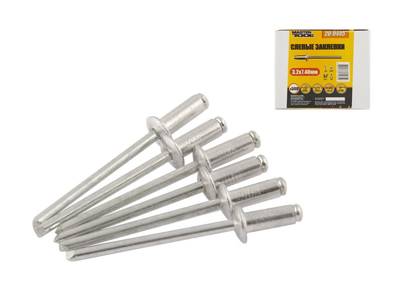 Заклепки алюминиевые вытяжные MASTERTOOL 3.2х7.40 мм 500 шт 20-0445 Харків - зображення 1