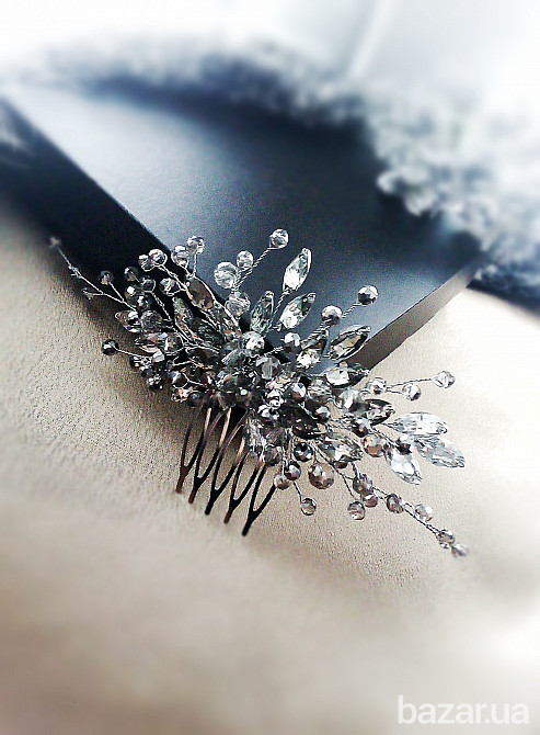 Серебристая туманность заколка гребень серый для волос прическу вечернее украшение Луцк - изображение 4