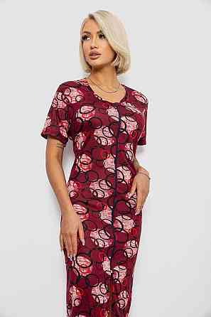 Халат жіночий на блискавці з принтом, бордовий | Новий | XL-4XL Одеса