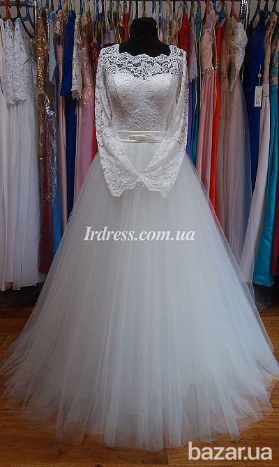 Свадебное платье с кружевными рукавами цвета айвори Киев - изображение 1
