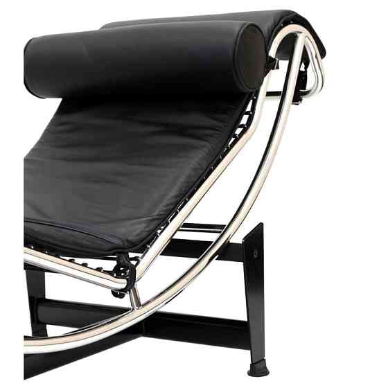 Шезлонг Лекор шкірозамінник, нержавіюча сталь, чорний Дніпро