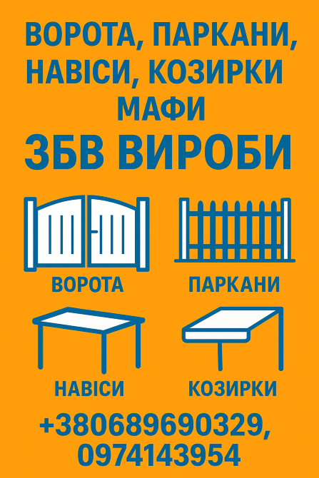Ворота, заборы, навесы, козырьки, МАФы. ЖБИ изделия Кривий Ріг - зображення 2