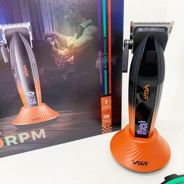 Машинка для стрижки аккумуляторная VGR V-889C оранжевая Киев - изображение 8