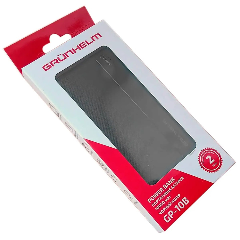 Повербанк Power bank Grunhelm GP-10B 10000 mAh черный Київ - зображення 3
