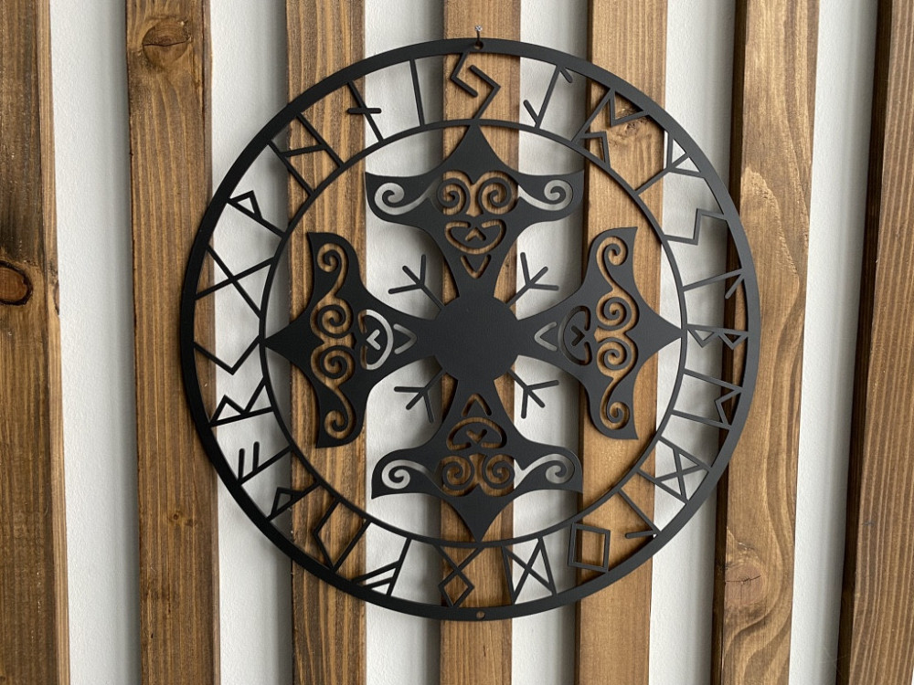 Настенный декор панно картина лофт из металла Молот Тора Руны Киев - изображение 1