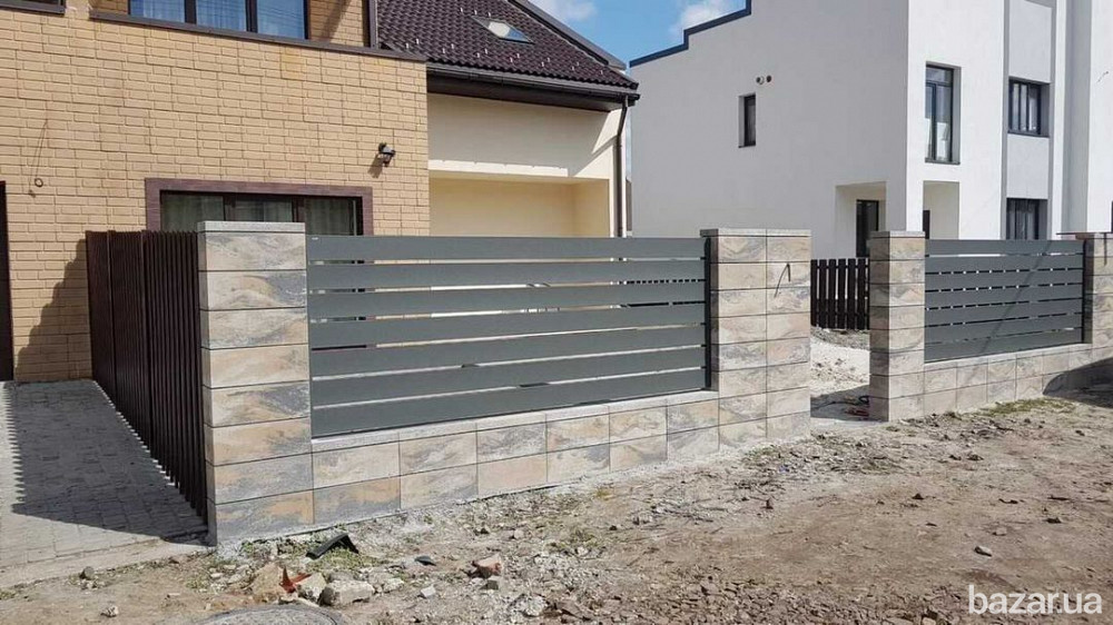 Сучасний паркан із блоків із парканом ранчо та парканом жалюзі від виробника НАША ХАТА Одесса - изображение 3
