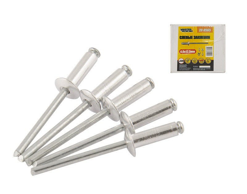 Заклепки алюминиевые вытяжные MASTERTOOL 4.0х12.50 мм 500 шт 20-0565 Харьков - изображение 1