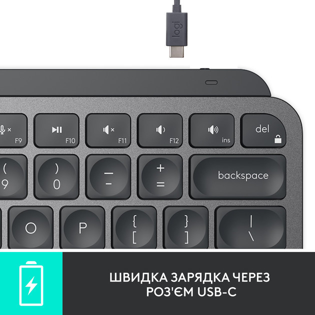 Клавиатура компьютерная безпроводная Logitech MX Keys Mini Illuminated Graphite L920-010498 графитов Киев - изображение 9