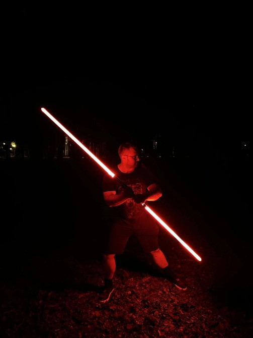 СВЕТОВОЙ МЕЧ-ПОСОХ МЕТАЛЛИЧЕСКИЙ 2-в-1 — 14 RGB-цветов, реалистичные звуки, дуэльный дизайн Київ - зображення 3