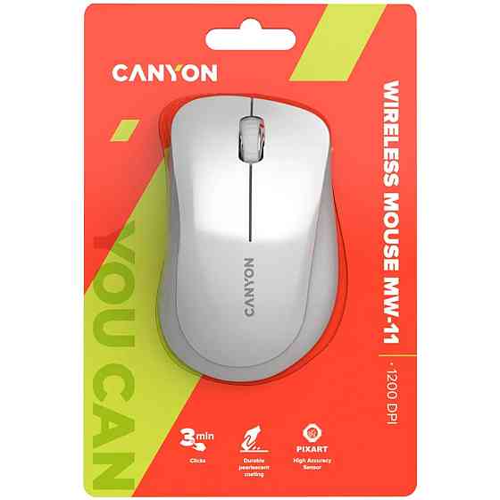 Мышь компьютерная безпроводная Canyon CNE-CMSW11PW Pearl White белая Київ