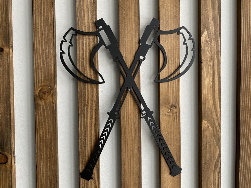 Настенный декор панно картина лофт из металла Два топора Киев - изображение 4