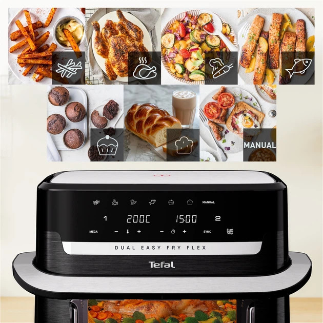 Мультипечь Tefal Dual Easy Fry Flex EY9228E0 9 л 2700 Вт черная Київ - зображення 7