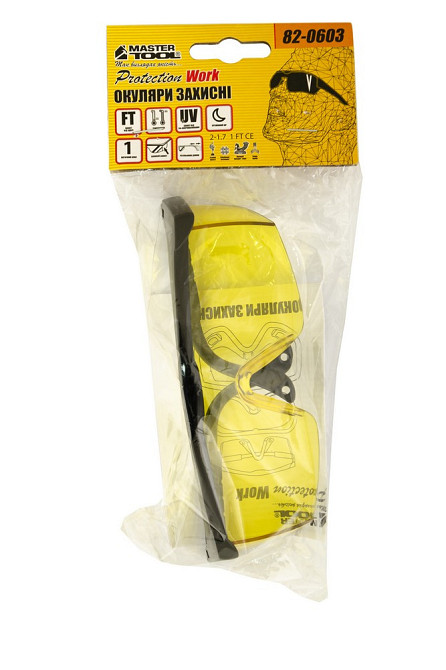 Очки открытые MASTERTOOL КОМФОРТ панорамная линза полуоправа с регулируемыми дужками l-класс желтые  Харків - зображення 2