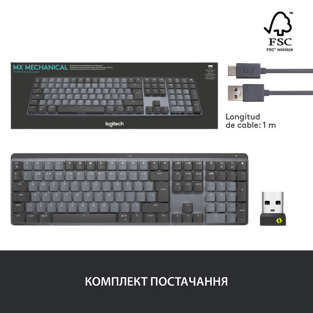 Клавиатура компьютерная безпроводная Logitech MX Mechanical Wireless Keyboard L920-010757 графитовая Київ - зображення 3