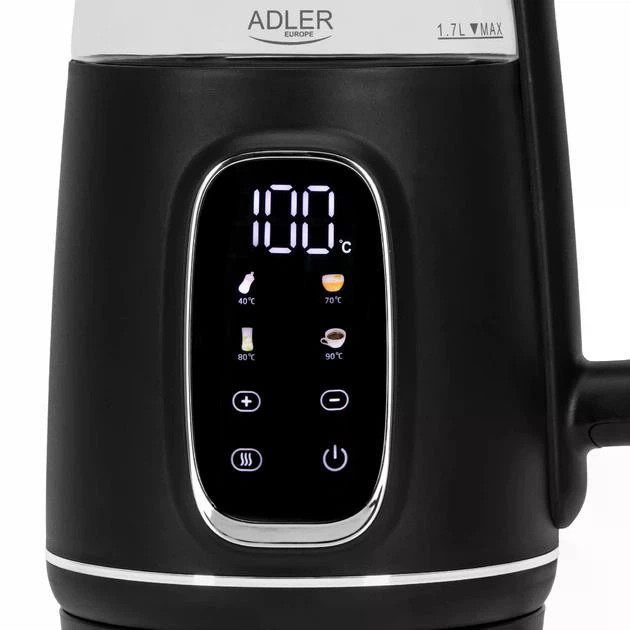 Электрочайник Adler AD 1305 black silver 1.7 л черный с серебристым Київ - зображення 6