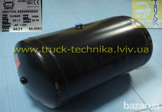 Ресівер повітряний балон 80L, діаметр 396mm, довжина 750mm, вихід M22x1,5mm Львов - изображение 1
