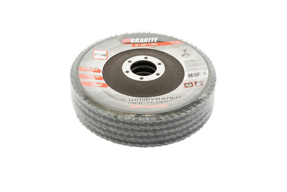Диск шлифовальный лепестковый конусный GRANITE ZIRCONIA Т29 зерно 150 125х22 мм 5 шт 8-32-150PC Харьков - изображение 2