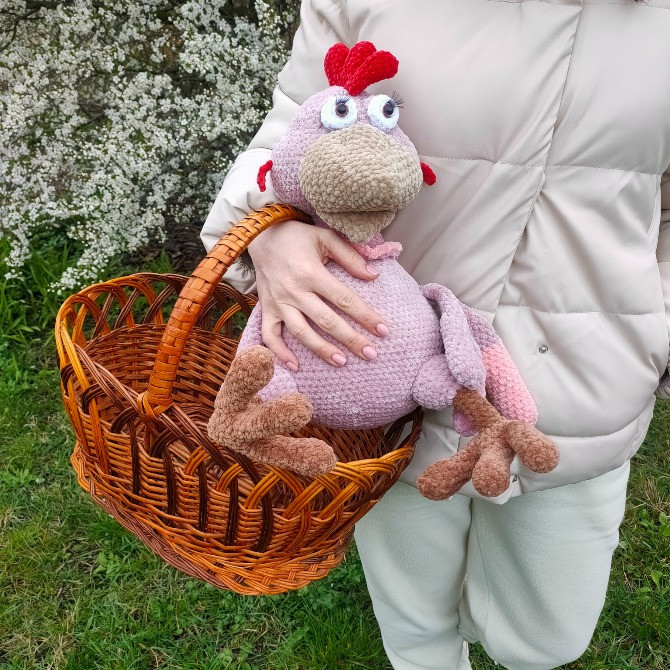 Іграшка м'яка курочка курка пташка в'язана 42см велика ручна робота Нововолынск - изображение 3