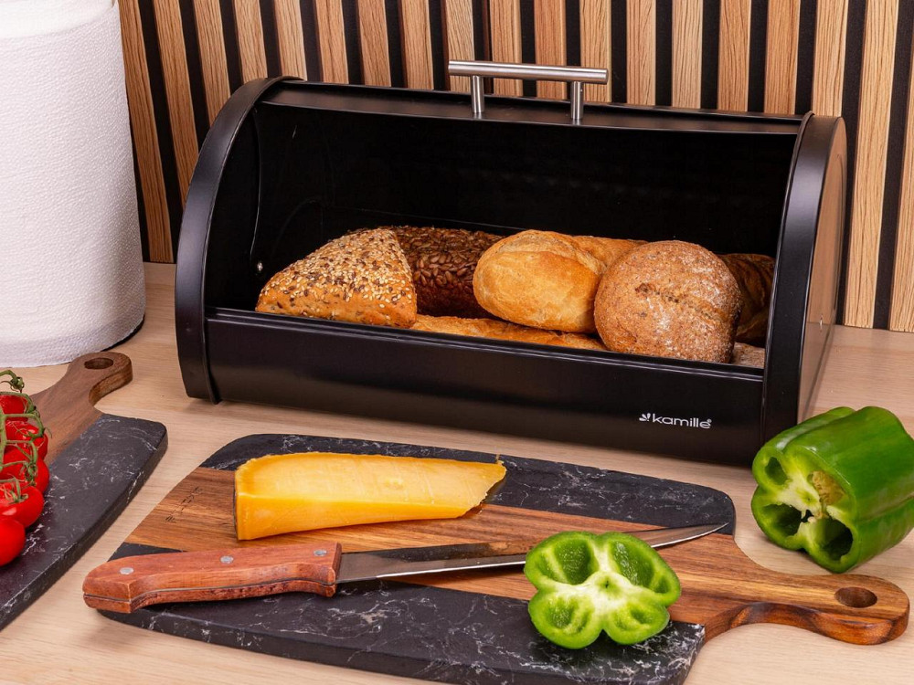 Хлебница Kamille с металлическим корпусом Черная KM 1122 Одесса - изображение 6