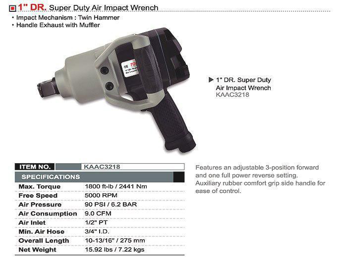 Пневмогайковерт для грузового шиномонтажа TOPTUL 1" 2441N/m KAAC3218 Харків - зображення 2