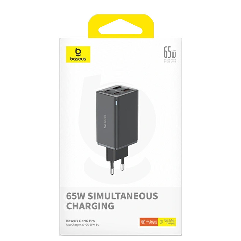 СЗУ Baseus GaN6 Pro OS 65W (2USB-A/2C) + кабель Type-C to Type-C (P10162701) Херсон - зображення 3