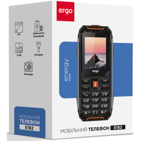 Телефон ERGO E182 Black Orange Харків - зображення 6