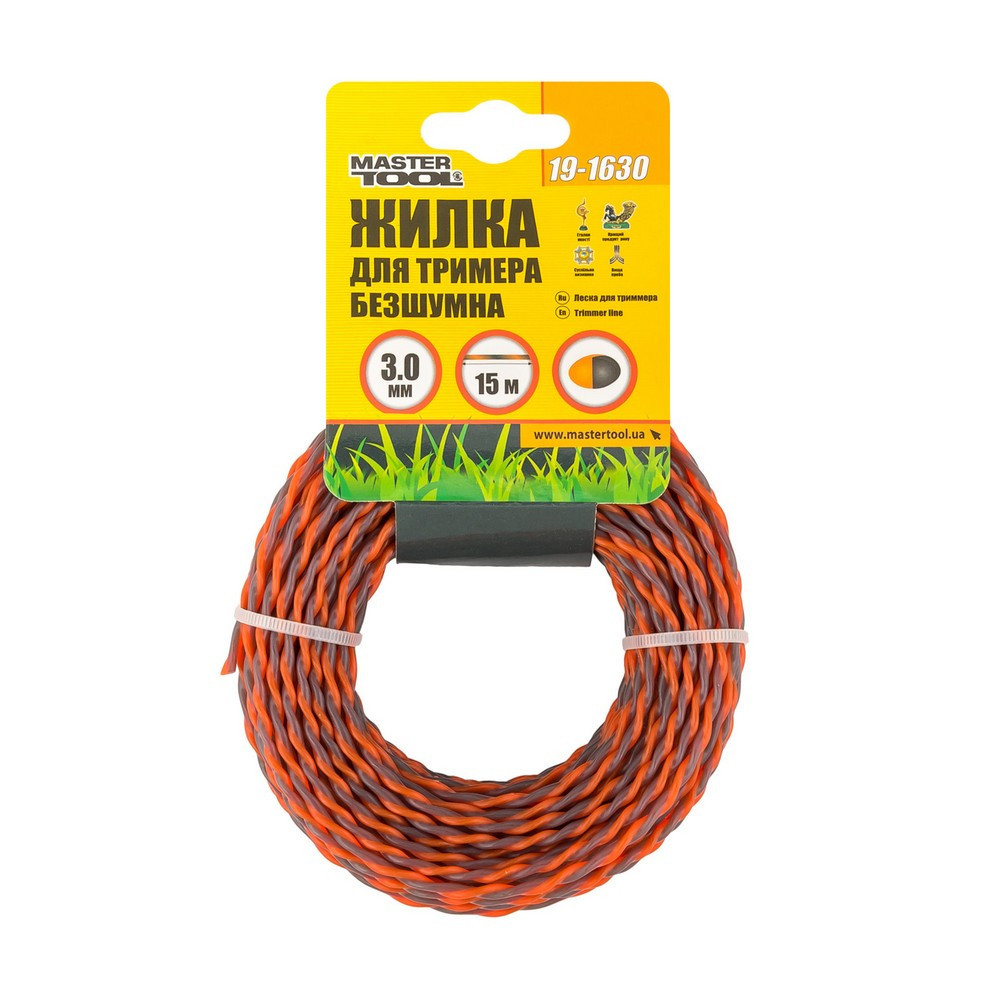 Леска для триммера бесшумная MASTERTOOL SPIRAL 3.00 мм 15 м двухцветная 19-1630 Харків - зображення 2
