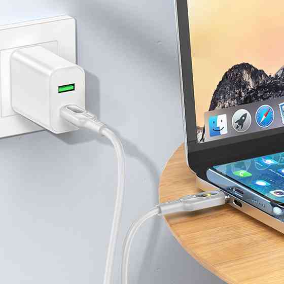 Дата кабель Hoco U120 Transparent explore intelligent power-off PD 60W Type-C to Type-C (1.2m) Херсон